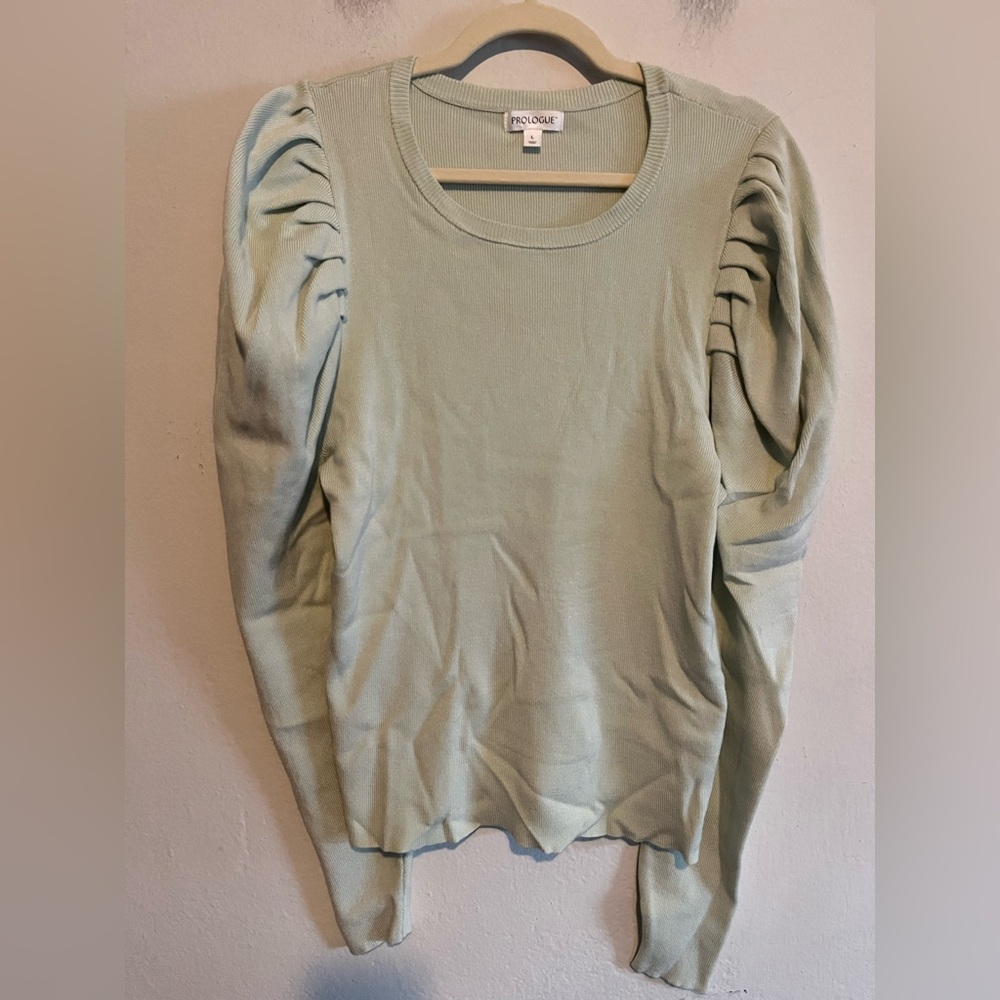 3/$20 Prologue Sage Green Balloon Sleeve Knit Sweater Large
